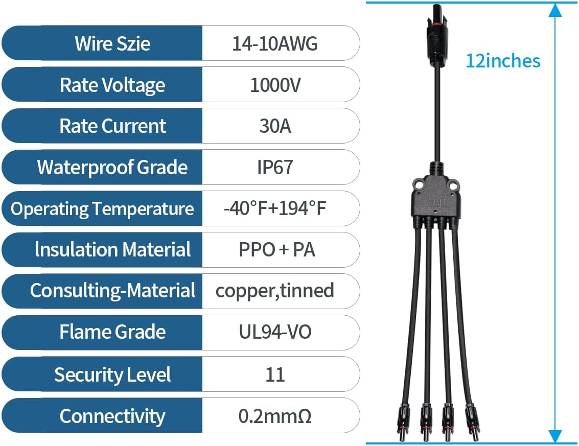 MC4 Y Branch Extension Cable