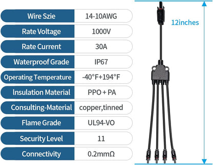 MC4 Y Branch Extension Cable