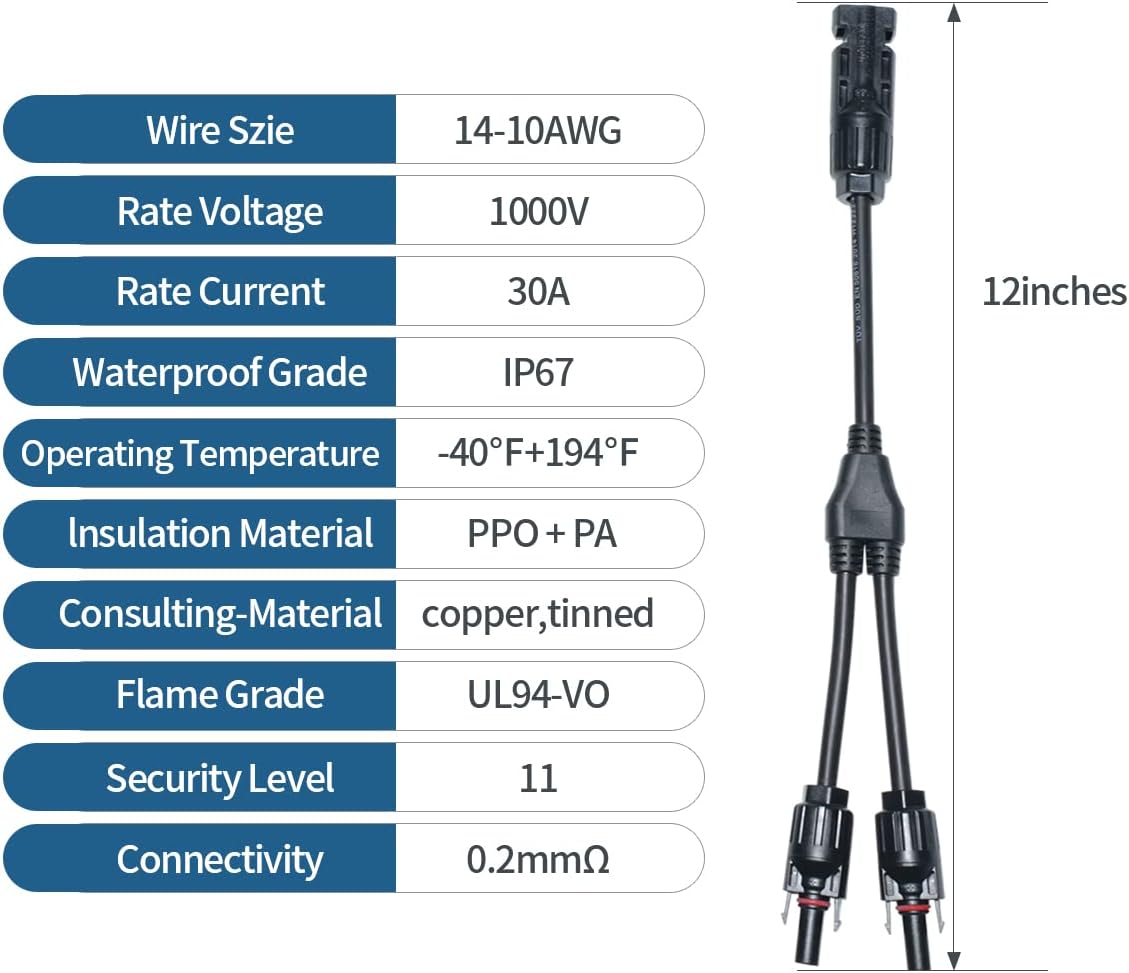 MC4 Y Branch Extension Cable