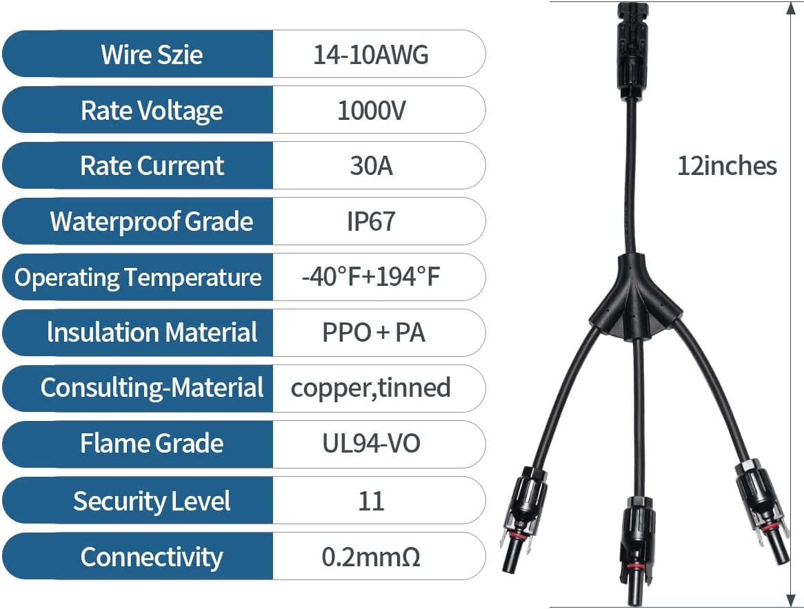 MC4 Y Branch Extension Cable