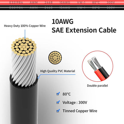 SAE Extension Cable with Polarity Reverse Adapter