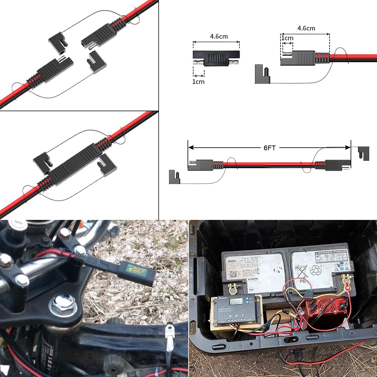 SAE Extension Cable with Polarity Reverse Adapter