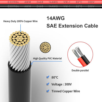 SAE Extension Cable with Polarity Reverse Adapter