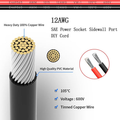 SAE Pigtail Extension Cable with Fuse