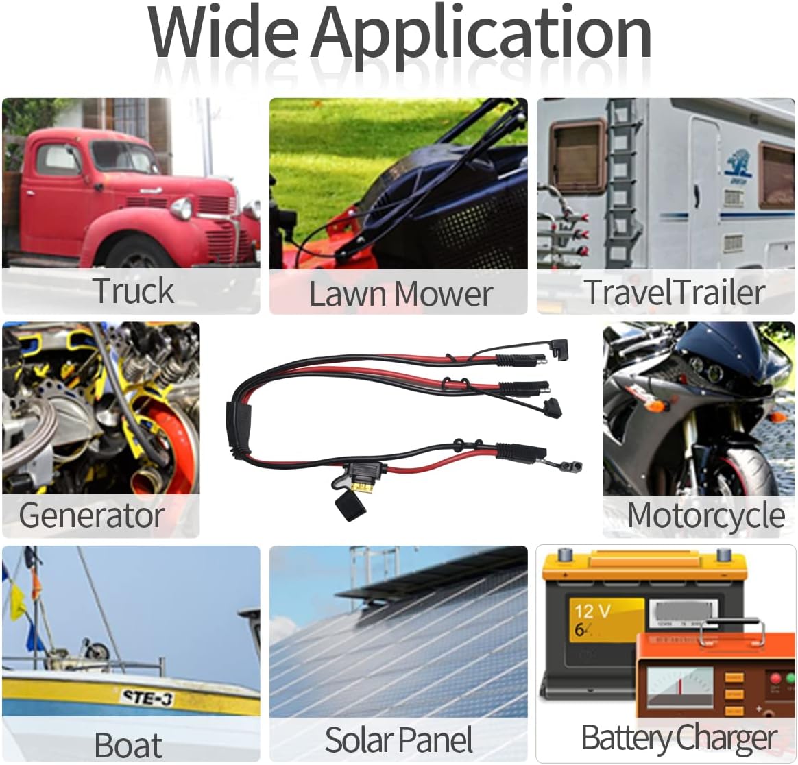 SAE Splitter Extension Cable with Fuse