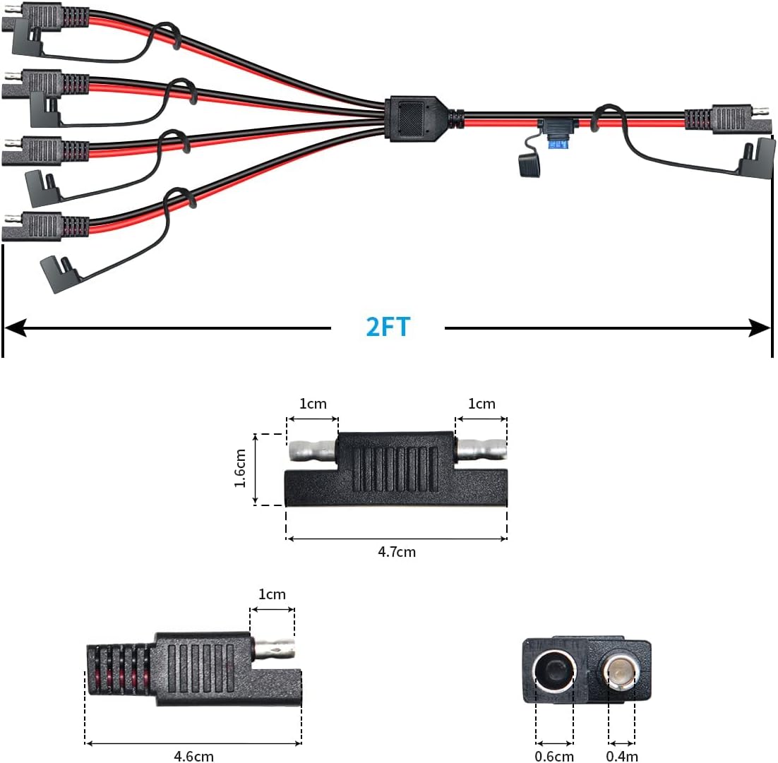 SAE Splitter Extension Cable with Fuse