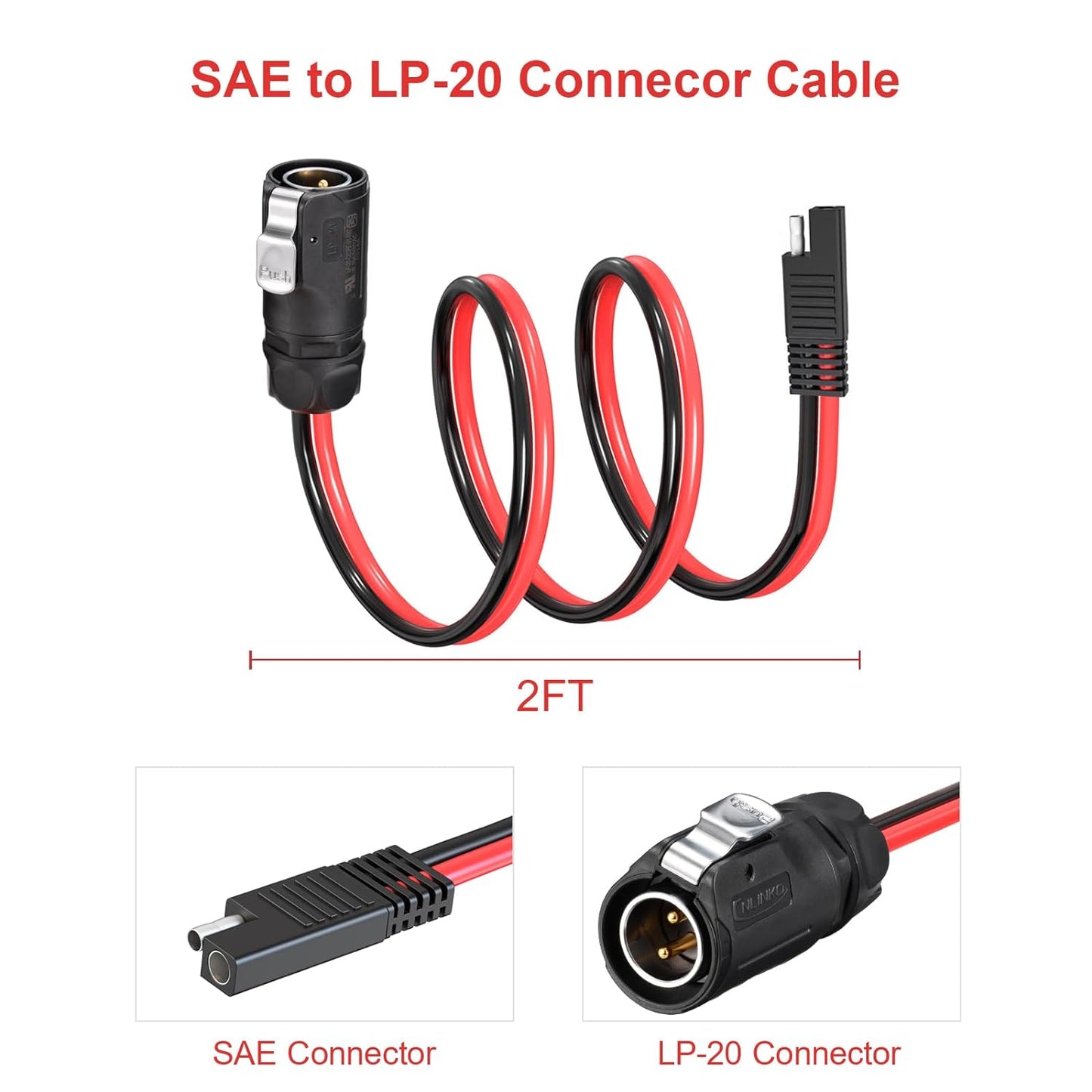 SAE to 2 Pin Circular Connector Adapter Extension Cable