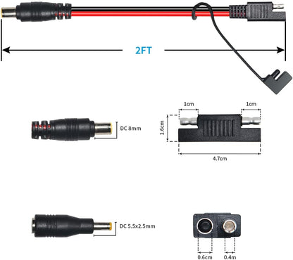 SAE to 8mm Adapter Extension Cable