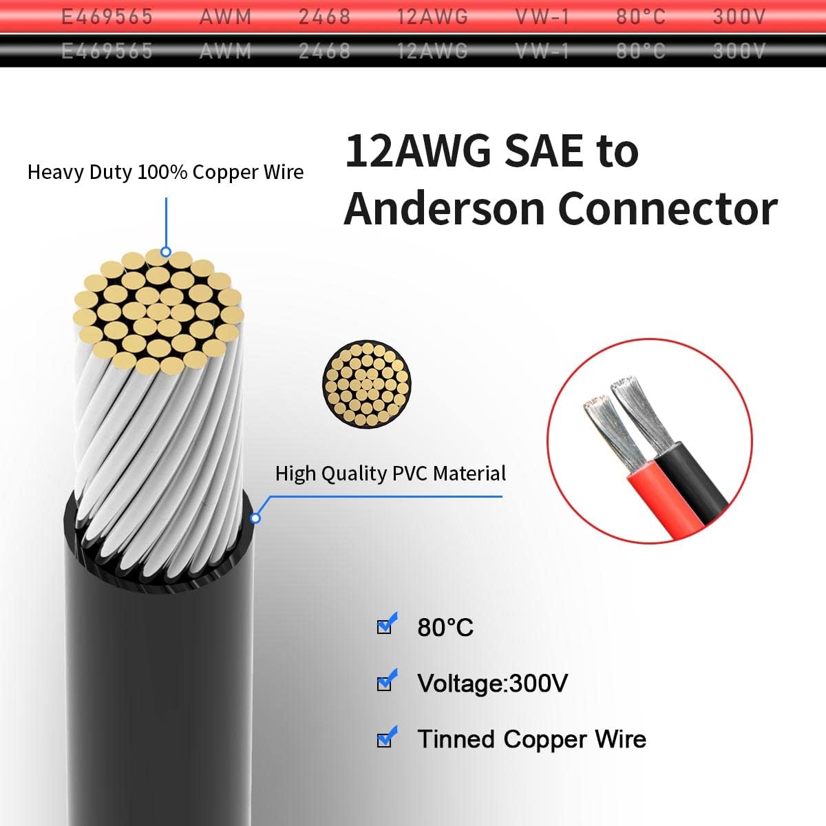 SAE to Anderson Adapter Extension Cable