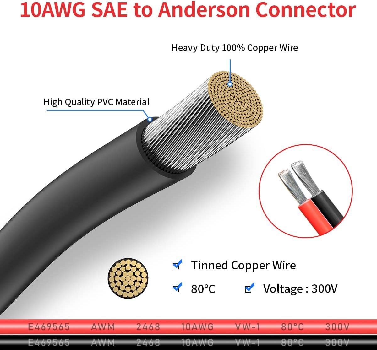 SAE to Anderson Adapter Extension Cable