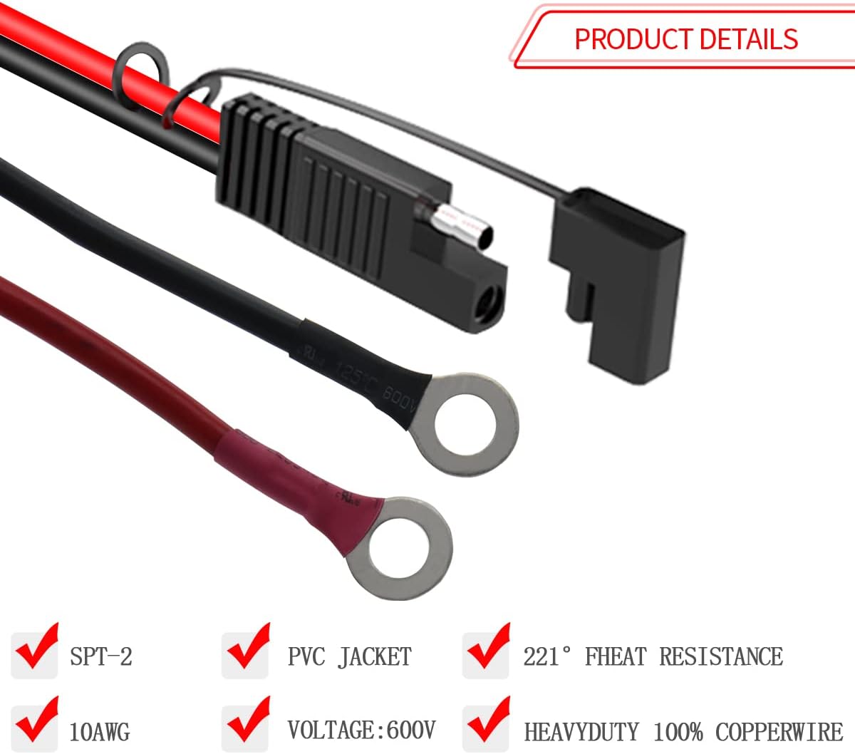 SAE to DIY Adapter Extension Cable with Fuse 10awg