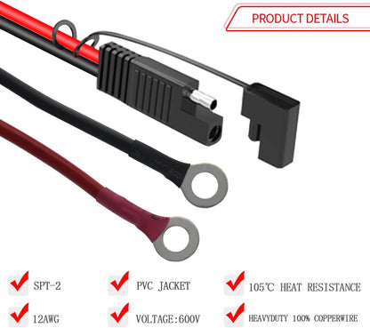 SAE to DIY Adapter Extension Cable with Fuse 12awg