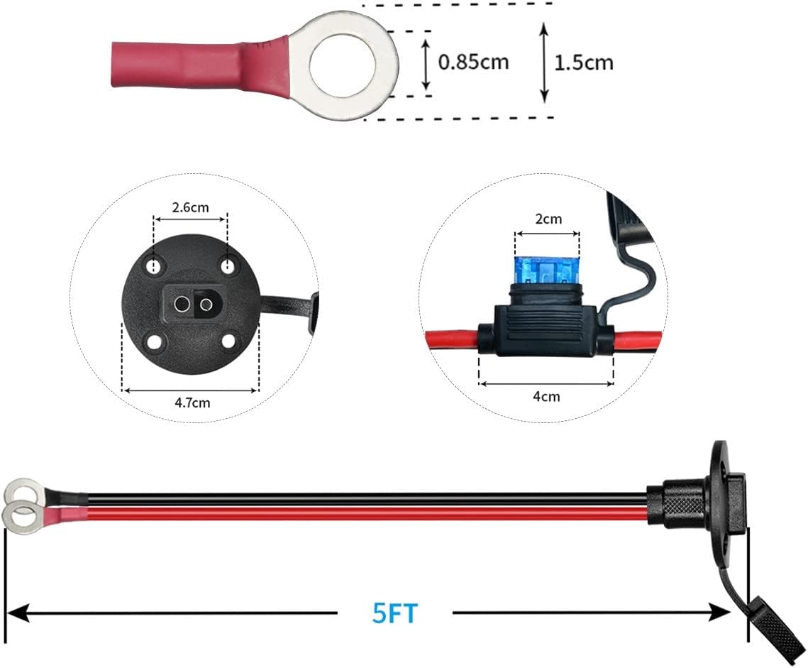 SAE to DIY Adapter Extension Cable with Fuse 12awg