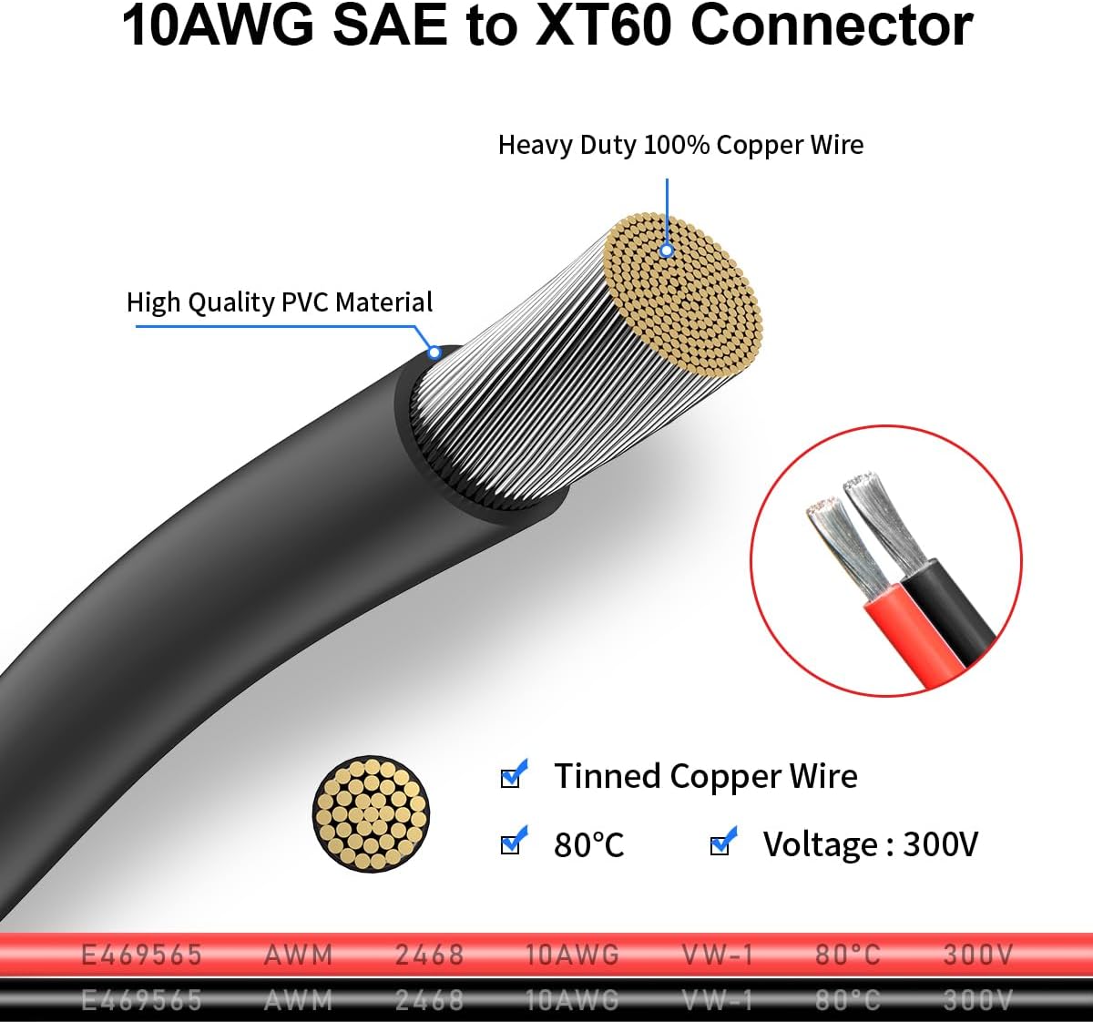 SAE to XT60 Female Adapter Extension Cable