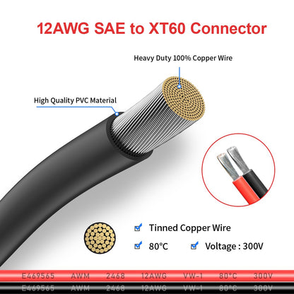 SAE to XT60 Female New Adapter Extension Cable