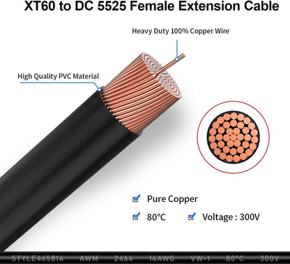 XT60 Female New to 5mm DC Adapter Extension Cable