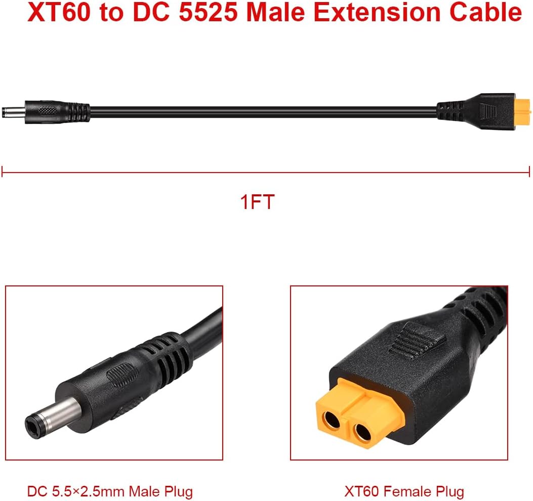 XT60 Female New to 5mm DC Adapter Extension Cable