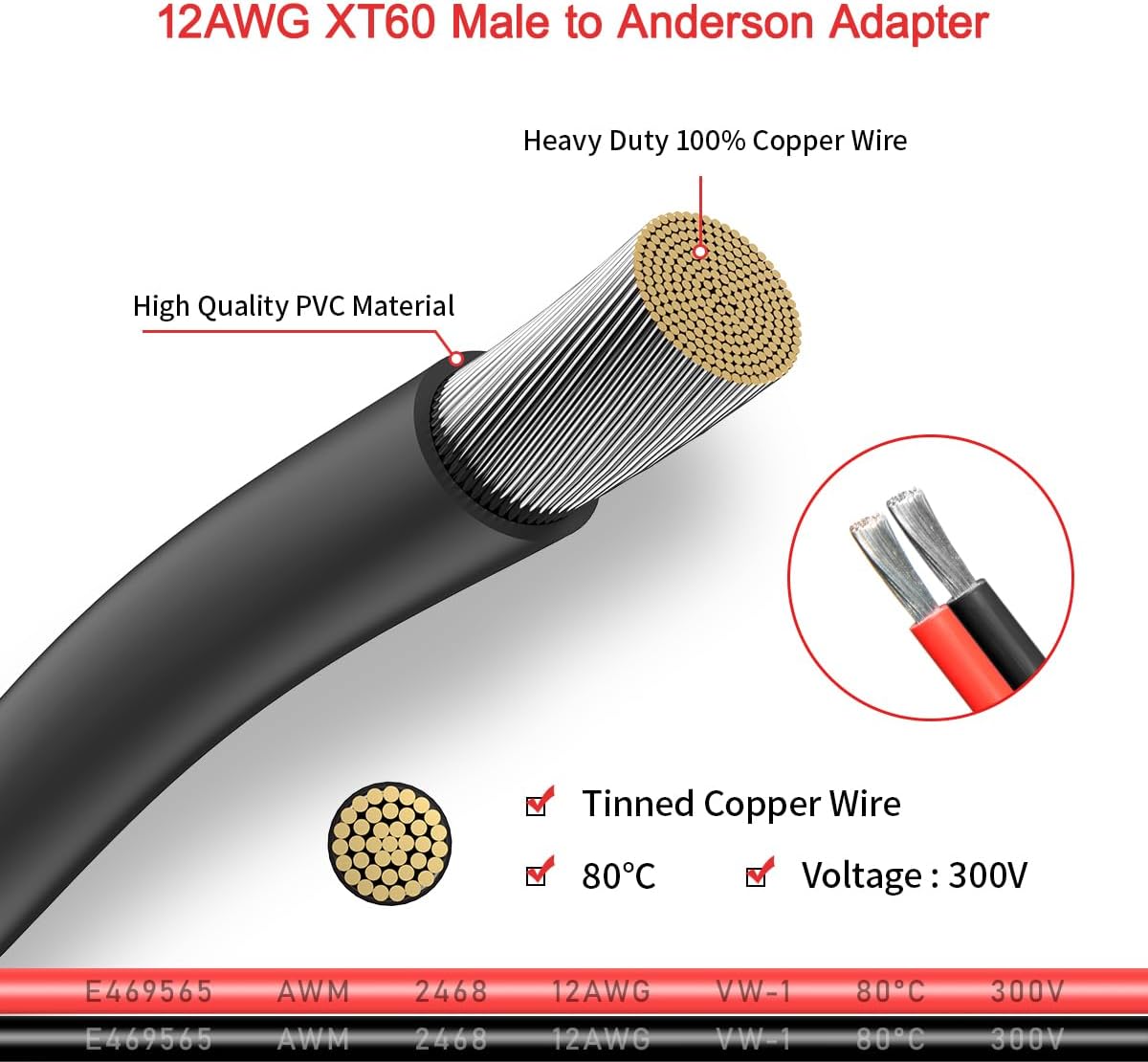 XT60 Female to Anderson Adapter Extension Cable