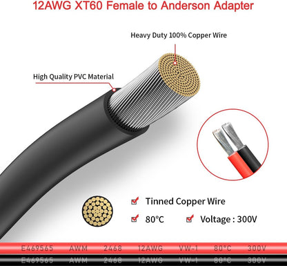 XT60 Female to Anderson Adapter Extension Cable