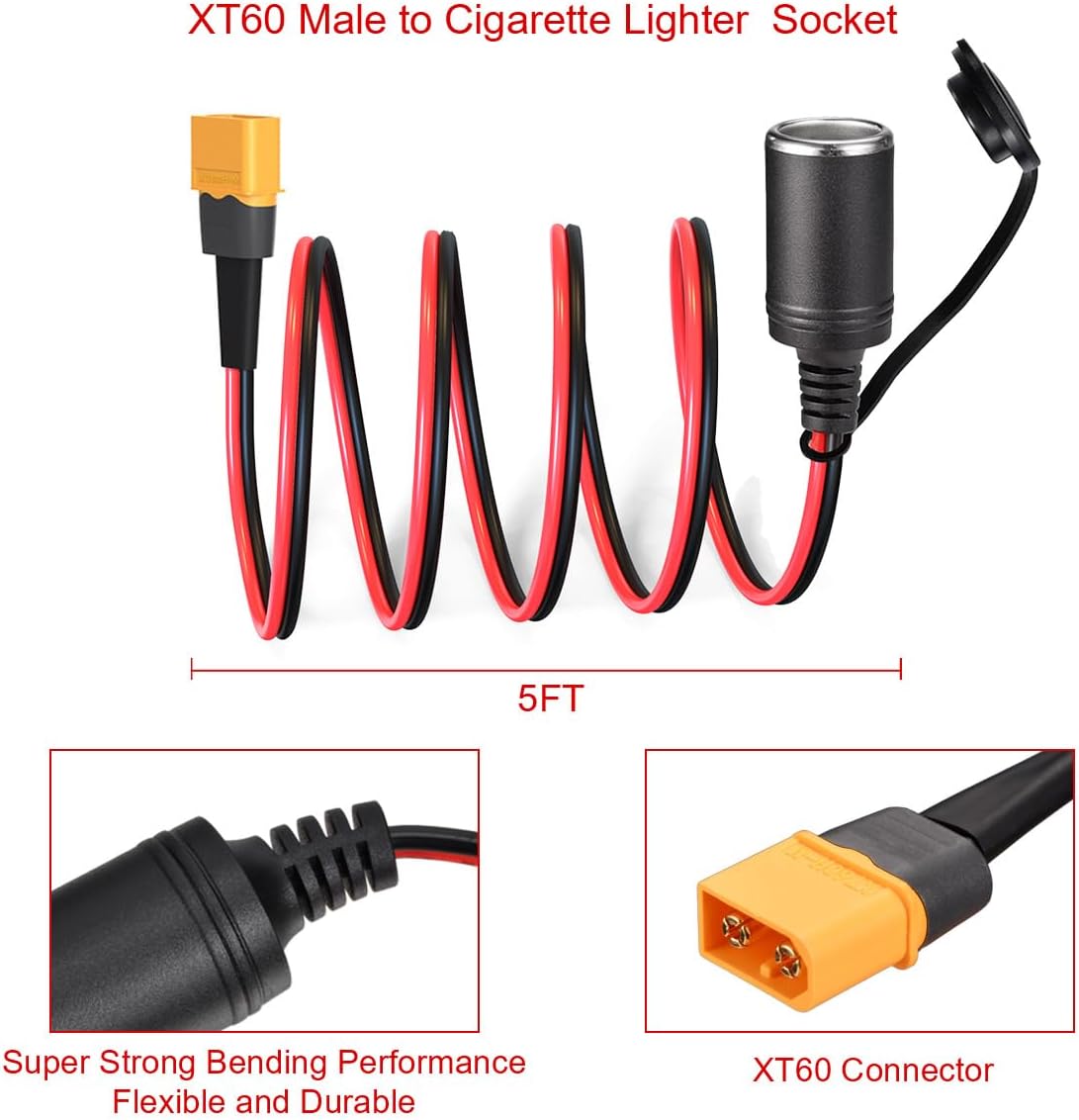 XT60 Female to Cigarette Lighter Adapter Extension Cable