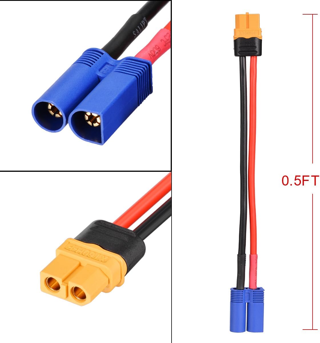 XT60 Female to EC5 Male Adapter Extension Cable