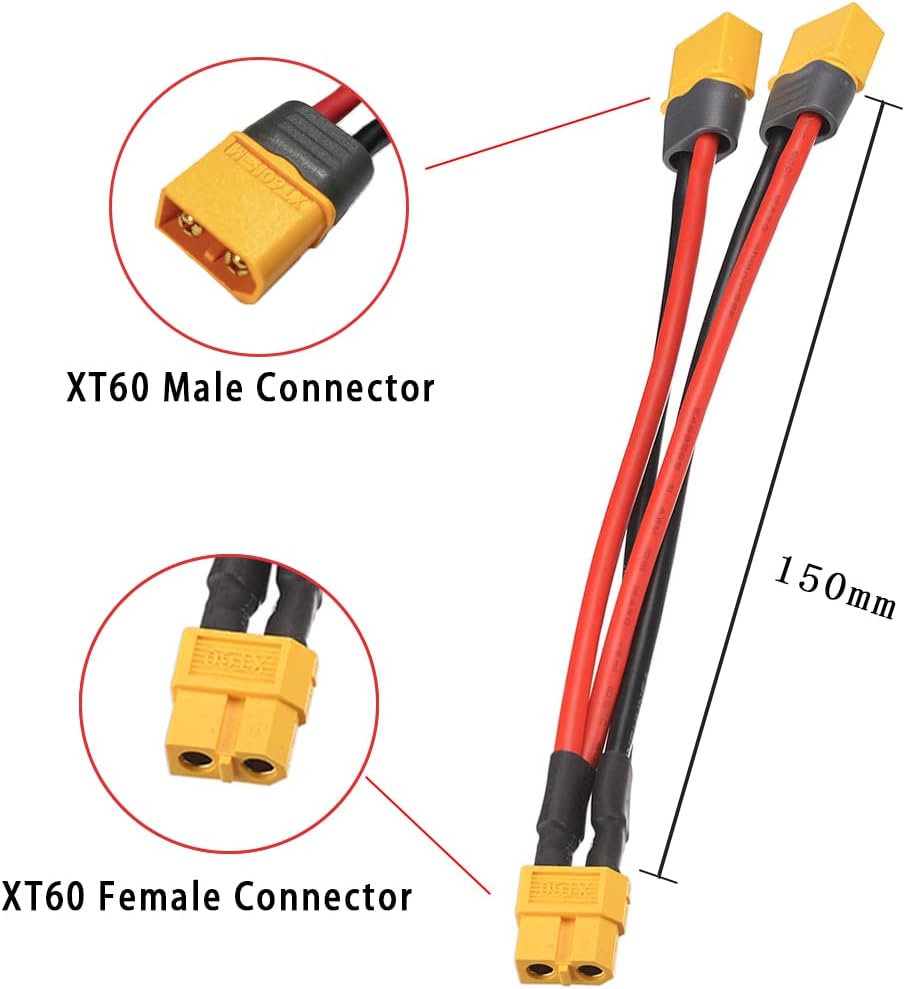 XT60 Female to Male Y Splitter Extension Cable