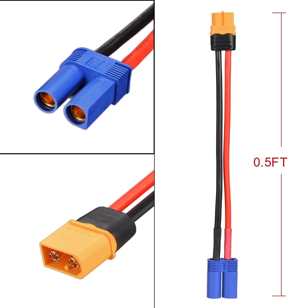 XT60 Male to EC5 Female Adapter Extension Cable