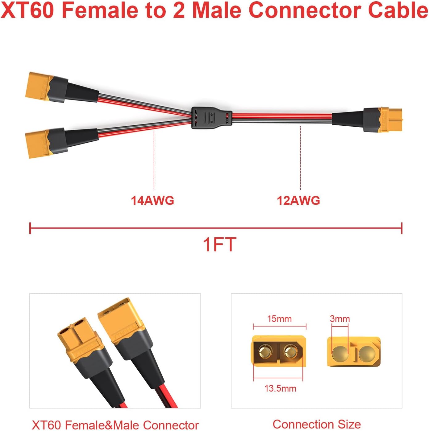 XT60 Splitter Extension Cable