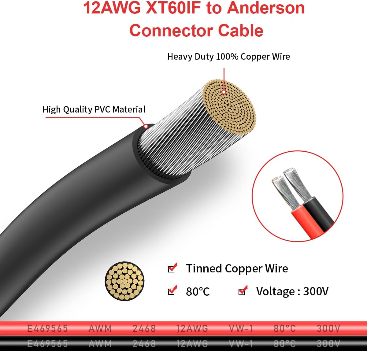 XT60i Female to Anderson Adapter Extension Cable